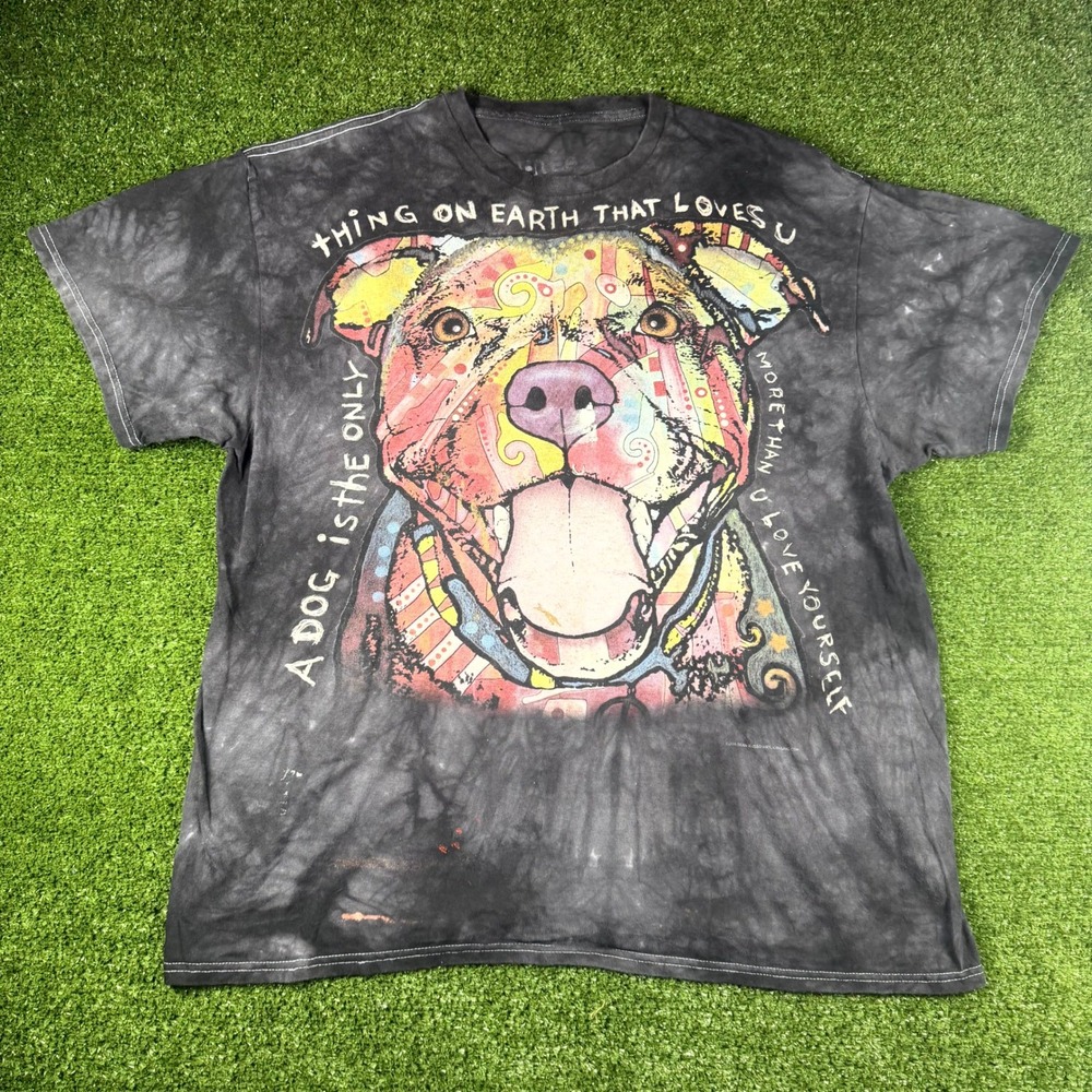 The Mountain Dean Russo Pit Bull Tie Dye T-Shirt Gray XL Dog Pop Art Graphic Tee